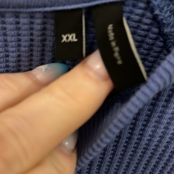 Theory Men’s River Top Waffle Knit Blue Size XXL Organic Cotton - Picture 6 of 7